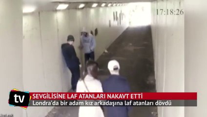Kız arkadaşına laf atanları tek yumrukla devirdi