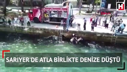 Atla birlikte denize düştü