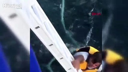Marmara'nın ortasında kanosuna sarılmış yardım bekliyordu  deniz otobüsüyle kurtarıldı