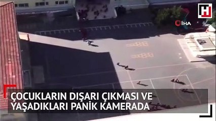 Depreme okulda yakalanan çocuklar koşarak dışarı çıktı