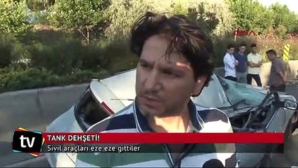 Tanklar araçları ezerek ilerledi