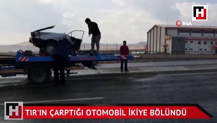 TIR'ın çarptığı otomobil ikiye bölündü: 1 ölü