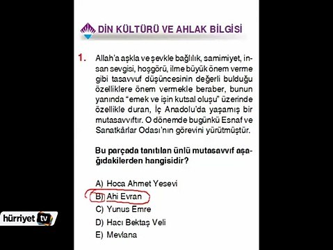 DİN KÜLTÜRÜ VE AHLAK BİLGİSİ SORULARININ ÇÖZÜMLERİ