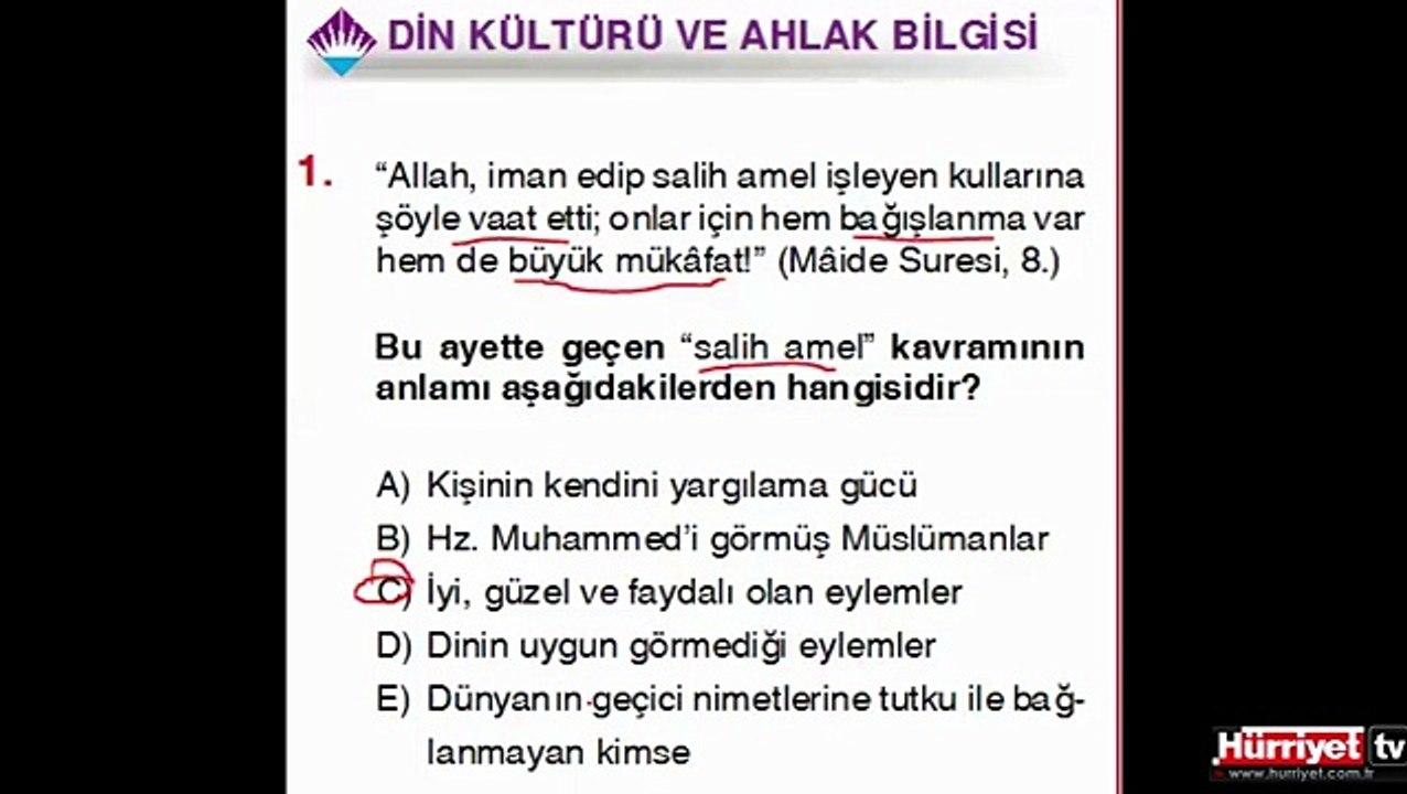 DİN KÜLTÜRÜ VE AHLAK BİLGİSİ SORULARININ ÇÖZÜMLERİ