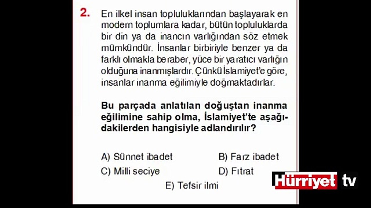 DİN KÜLTÜRÜ VE AHLAK BİLGİSİ SORULARININ ÇÖZÜMLERİ