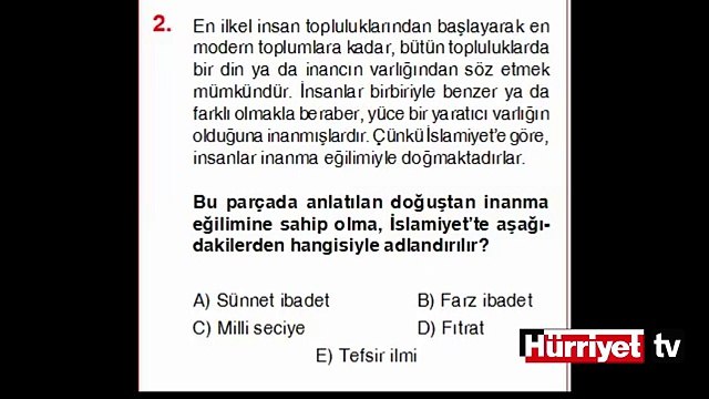 DİN KÜLTÜRÜ VE AHLAK BİLGİSİ SORULARININ ÇÖZÜMLERİ