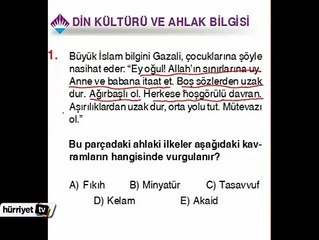 DİN KÜLTÜRÜ VE AHLAK BİLGİSİ SORULARININ ÇÖZÜMLERİ