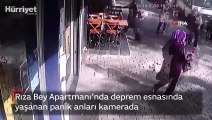 Rıza Bey Apartmanı'nda deprem esnasında yaşanan panik anları kamerada