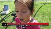 Kızının dişini drone ile çekti