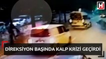 Direksiyon başında kalp krizi geçiren otobüs şoförü dehşet saçtı