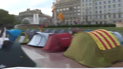 Acampada independentista en Plaza Cataluña
