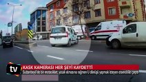 Motosiklet sürücüsünün ölümden döndüğü kaza kamerada