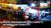 Trafik magandalarının yolu kapatıp drift yaptıkları anlar kamerada