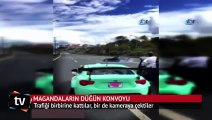 Trafik magandalarının düğün konvoyu