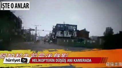 Helikopterin düşüş anını araç kamerası kaydetti