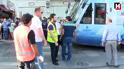 Tramvay raydan çıktı, seferler durdu