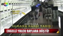 Engelli yolcu raylara düştü!