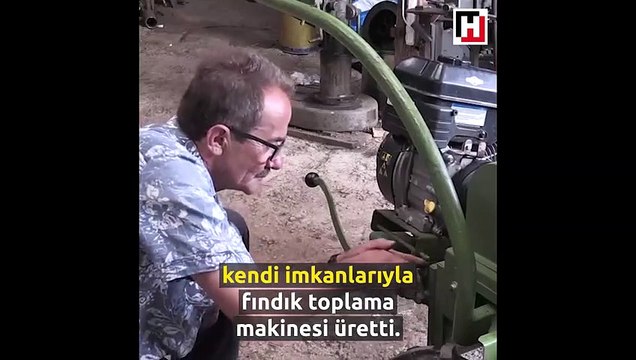 Atölyesinde fındık toplama makinesi yaptı