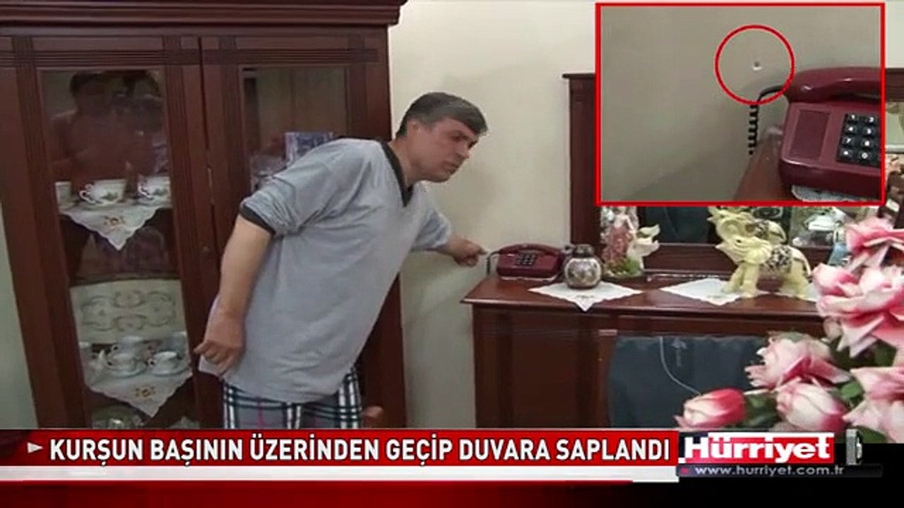 KURŞUN BAŞININ ÜZERİNDEN GEÇİP DUVARA SAPLANDI