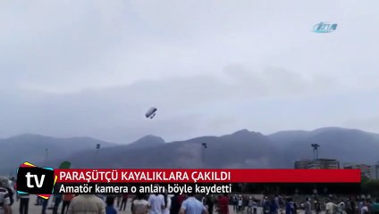 Paraşütlü şahsın düşüşü kamerada