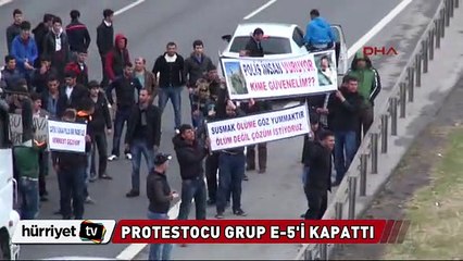 Protestocular E-5'i trafiğe kapattı