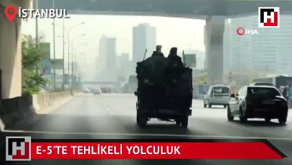 E-5’te kamyonet kasasında şaşkına çeviren yolculuk kamerada