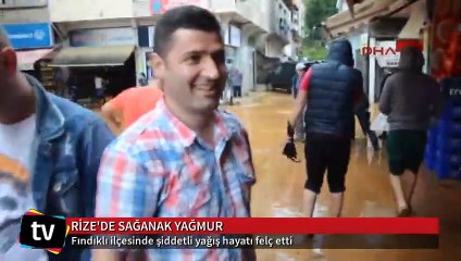 Fındıklı ilçesinde şiddetli yağış etkili oldu