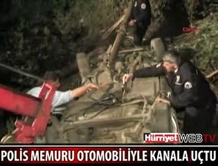 OTOMOBİLİYLE KANALA UÇTU