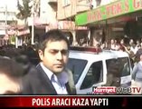 POLİS ARACI KAZA YAPTI