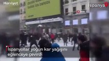 İspanya'da yoğun kar yağışı eğlenceye dönüştü