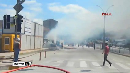 Elyaf depolarındaki yangın E-130'u ulaşıma kapattı