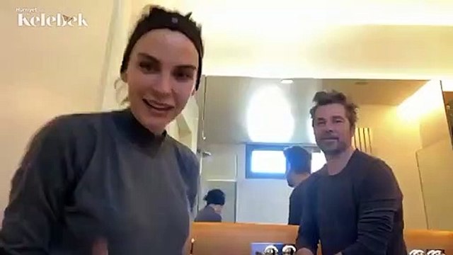 Oyuncu Engin Altan Düzyatan'ın saçları uzayınca Neslişah Alkoçlar eşinin saçını kesti.