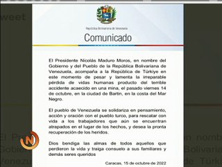 COMUNICADO  | Venezuela se solidariza con Türkiye por explosión de mina en Bartin