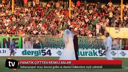 Gelin ve damat taraftara üçlü çektirdi