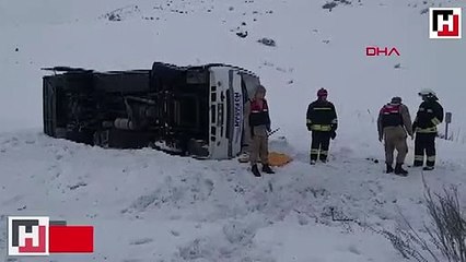 Erzurum'da halk otobüsü devrildi