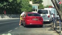 Tartıştığı eşi otomobilin kapılarını kilitleyince az daha canından oluyordu