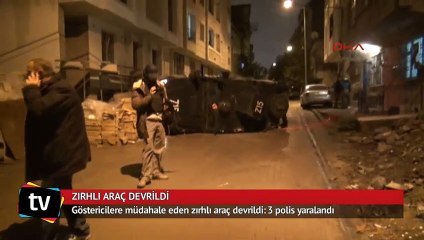 Göstericilere müdahale eden zırhlı araç devrildi