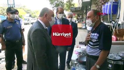 Koronavirüs denetimindeki valiye esnaftan güldüren sözler