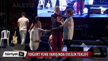 Yoğurt yeme yarışında evlilik teklifi