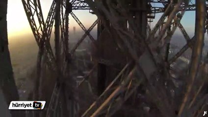 Eyfel kulesi'ne gizli tırmandı