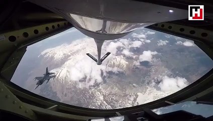 Tanker uçağının F16'lara havada yakıt ikmali videosu paylaşıldı