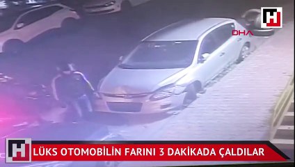 Lüks otomobilin farını 3 dakikada böyle çaldılar
