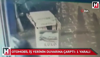 Otomobil iş yerinin duvarına çarptı: 1 yaralı