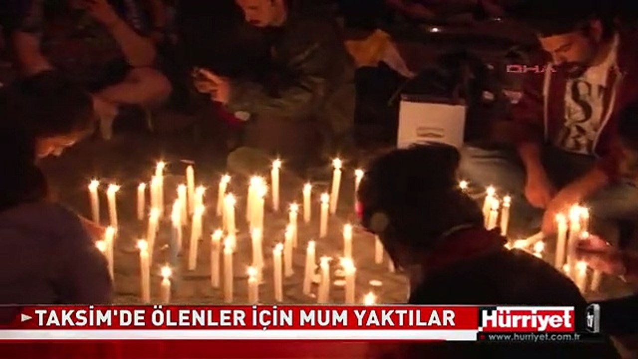 TAKSİM'DE GEZİ PARKI İÇİN ÖLEN VE YARALANANLAR İÇİN MUM YAKTILAR