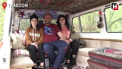 Kızları ağaç ev istedi, o minibüsten ev yaptı