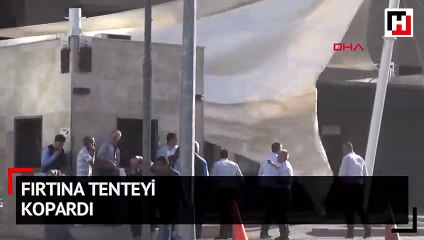 Fırtına tenteyi kopardı