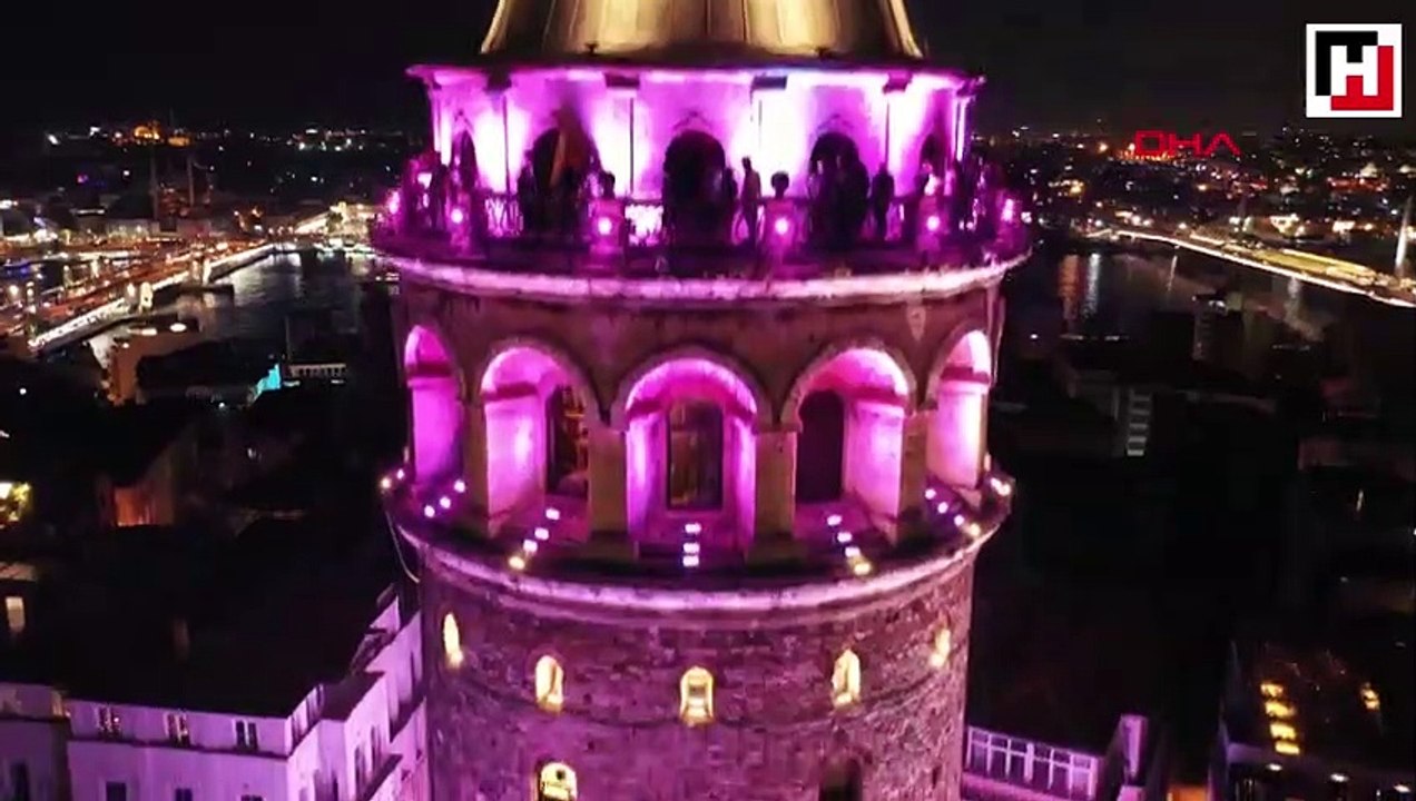 Galata Tower turns pink for breast cancer