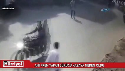 Ani fren yapan sürücü feci bir kazaya neden oldu