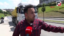 Gaziosmanpaşa'da ters şeritte ilerleyen hafriyat kamyonu kamerada