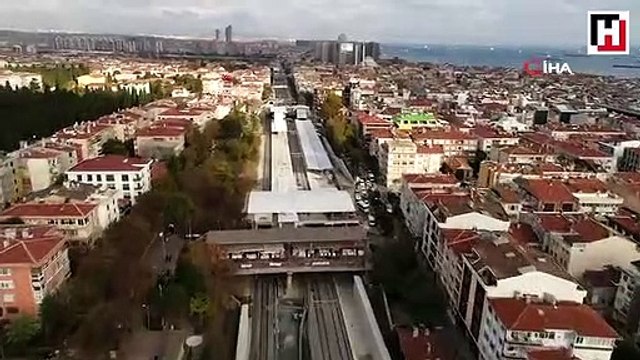 Halkalı-Gebze banliyö tren hattı havadan görüntülendi